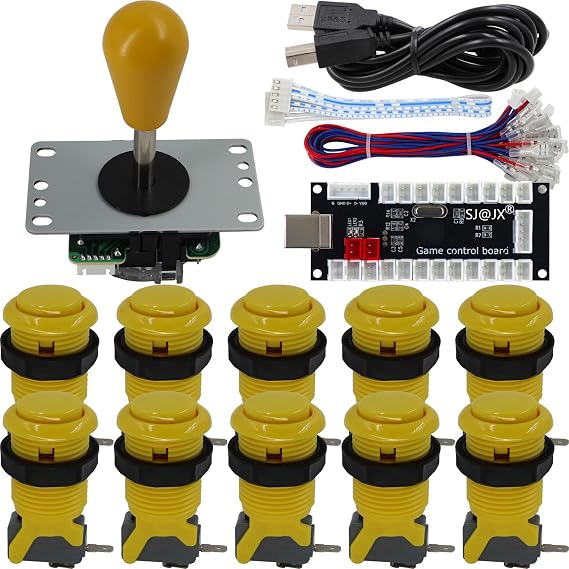 SJ@JX Arcade Game Controller DIY Kit Microswitch Button 4&8 Way Joystick Zero Delay USB Encoder Fighting Stick Handles Console for PC MAME Raspberry Pi Retropie