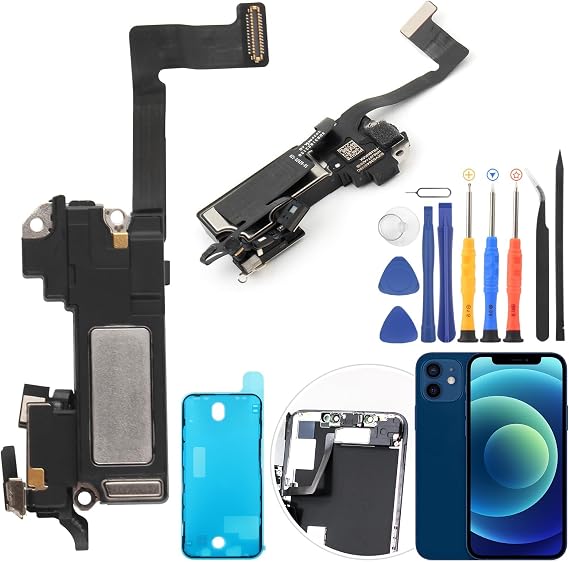 RongZy Earpiece Compatible with iPhone 12/12 Pro Handset Ear Speaker Repair Replacement Part with Tools