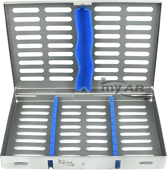 Sterilization Cassette Tray Box Autoclave Premium Design for Dental, Instruments Organizer for 5,7,10,15 and 20 Pieces (10 Pcs Hold Cassette)