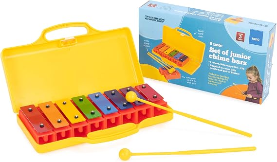 KB10 - Coloured Chime Bars Set with 2 Beaters and Case (Set of 8), Yellow