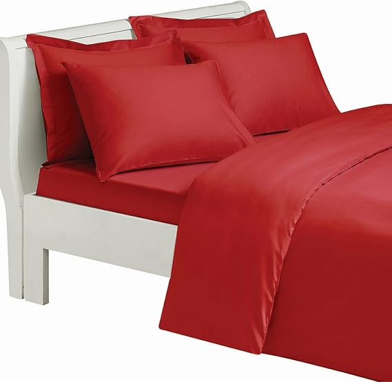 Mer-Tim Pamuklu Ranforce Çift Kişilik Battal Boy 180x200 Lastikli Çarşaf Takımı - Kırmızı