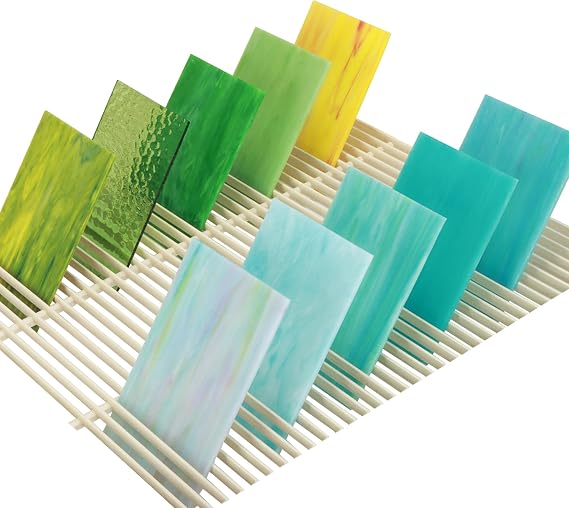 10 Sheets Stained Glass Pack,10 * 15CM Cathedral Glasses,Cathedral Art Glass for Mosaic Crafts & Supplies,Iridescent Colors DIY Home(Colorful)