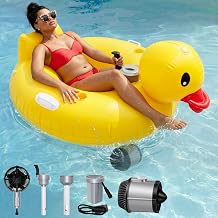 Hungdao Inflatable Motorized Pool Float for Adults Electric Pool Lounger with Dual Motors, Cup Holder & Rechargeable Battery (Not Air Pump) for Outdoor Swimming Parties