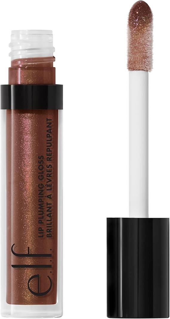e.l.f. Lip Plumping Gloss, High-Shine Sheer Colour, Hydrates & Creates Fuller Lips With Vitamin E, Vegan & Cruelty-Free, Chocolate Glaze | High-Shine Sheer Color, Hydrates & Creates Fuller Lips With Vitamin E, Vegan & Cruelty-Free, Chocolate Glaze, 0.09 Fl Oz