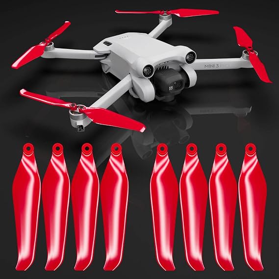 Master Airscrew Stealth Propellers for DJI Mini 3 Pro &amp; Mini 4 Pro - Red, 4 propellers in Set