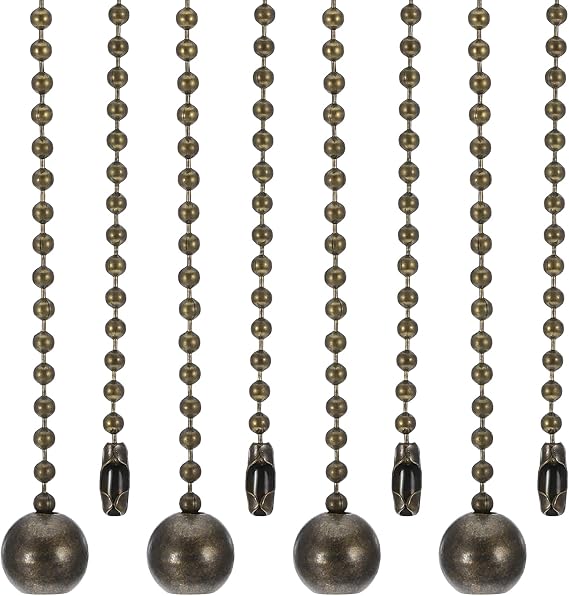 PATIKIL 1M 3.3ft Ceiling Fan Pull Chain, 4 Pcs Beaded Pulls Cord Extender Ball Pendant for Fan Light Chandelier Table Lamp Pulling Switch, Bronze
