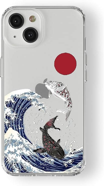 Multitronic iPhone 15 ile Uyumlu Japon Balıkları Tasarım Baskılı Şeffaf Kılıf
