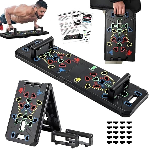 Solid Push Up Board,Home Gym,16 in 1 Home Workout Equipment Multi-Functional Push Up Stands System Fitness Floor Chest Muscle Exercise Professional Equipment Burn Fat Strength Training Arm Men & Women