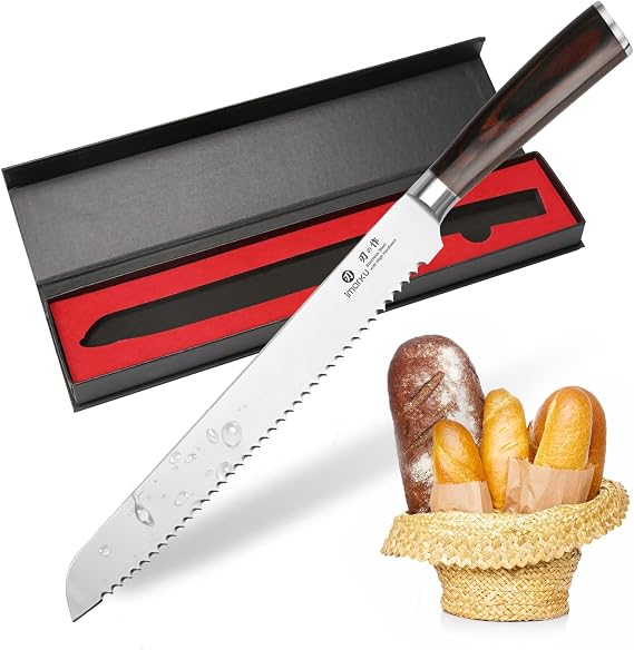 imarku Pan Knife – Professional Bread Knife 25 cm – Super Sharp Stainless Steel Serrated Kitchen Knife with Ergonomic Handle – Saw Knife for Cutting Homemade Breads, Donuts