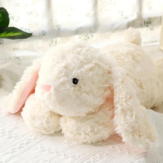 Soft Weighted Bunny Stuffed Animal 20.5" 2Lbs, Sturdy and Fluffy Beige Rabbit Plush Toy for Kids Cuddle, Cute Plushy Hugging Pillow Toy for Kids (20.5"x7.9"x5.9")