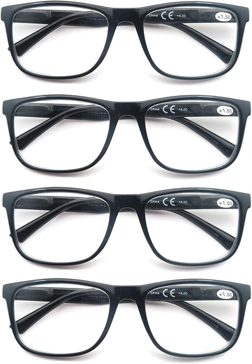 MODFANS Reading Glasses for Men Women,Readers Glasses Lightweight with Comfort Spring Hinge,Large Square Eyeglasses with Glasses Pouch,Mixed Color