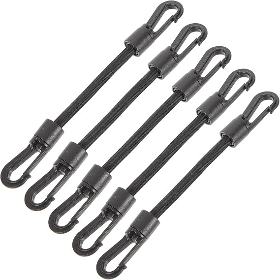 5pcs Double-headed Elastic Hook Straps Pom Rubber Black