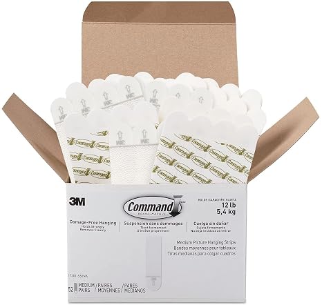 3M Command Hanging Strips [Removable]: Medium [52 Strips] (White) / 52 Strips