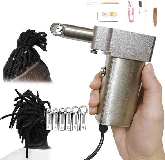 Automatic Dreadlocks Machine, Include 6 Head (6-16mm), Instant Dreadlock Machine for Locs, Handheld Dreadlock Maker Crochet Machine, Quick and Easy DIY Dreadlocks, Braiding Hair Extensions
