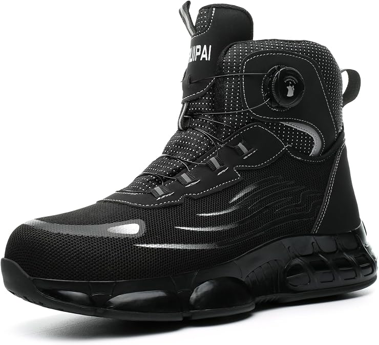 Safety Trainers,Steel Toe Cap Trainers,Rubber Sole Slip Resistant Men Work Shoes, Lightweight Breathable Safety Shoes