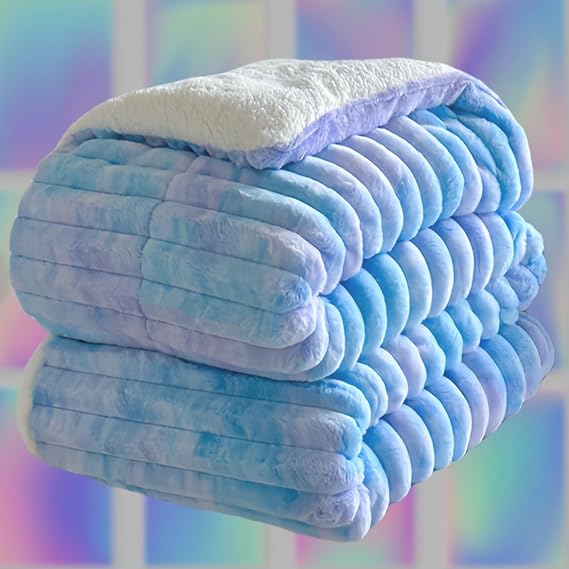 Fluffy Throw Blanket Rainbow Colorful Fluffy Blanket - Big Fluffy Aesthetic Blanket - Cute Throw Blankets Aesthetic Warm Blankets For Winter(C,100 * 150cm/1.2kg)