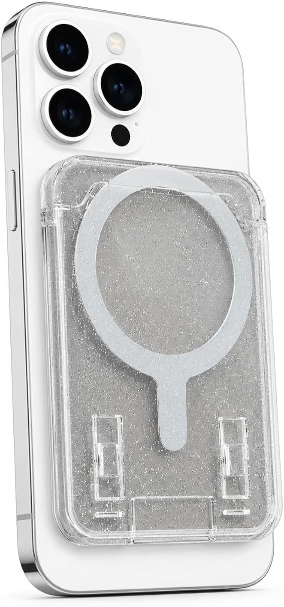 Coverzone Simli MagSafe Uyumlu Manyetik Kartlık Cüzdan, 2 Kart Kapasiteli Telefon Kartlığı, Güçlü Mıknatıslı İnce Kart Tutucu Şeffaf