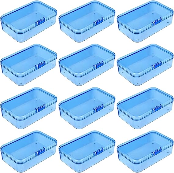 Goodma Mini Rectangular Plastic Storage Boxes, 85x55x25mm, Blue, 12pcs