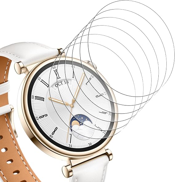 6Pcs Screen Protector Compatible with Huawei Watch GT 7/6/ 6 PRO/ 5/4 41mm, Tempered Glass Screen Protector, HD Clear, 9H Hardness, Bubble-Free, Anti-scratch Protection Film