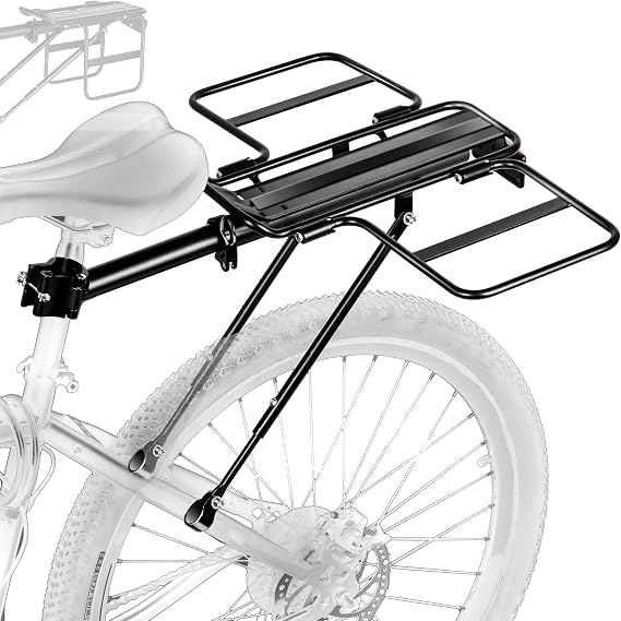 Rear Bike Rack,Foldable Wide Wings Bike Cargo Rack, Quick Release, Universal, Large Capacity, Height Adjustable Fit 24'-29'