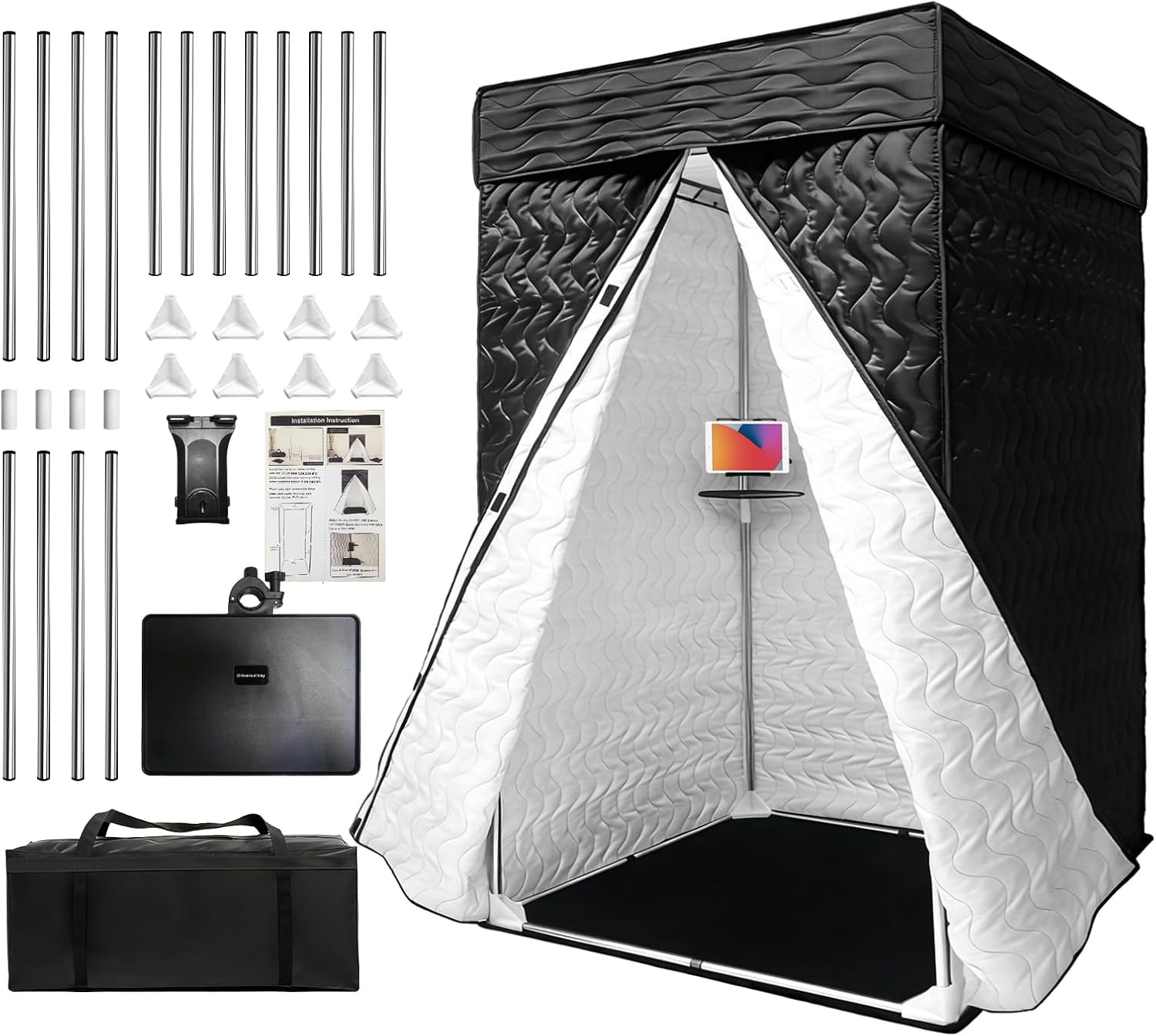 Portable Vocal Booth, 79"x33"x33" Foldable Recording Booth for Home Studio, Sound Isolation & Travel - Easy to Assemble with Travel Bag for Podcasts, Voiceovers, Singing (33x33x79inch)