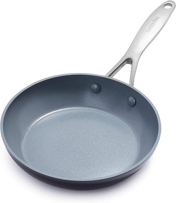 GreenPan Valencia Pro Nonstick Frying Pan Ceramic Healthy Hard Anodized 20 cm, PFAS Free, Induction, Dishwasher Safe, Oven Safe, Grey