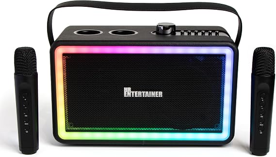 Karaoke Machine 2 Wireless Microphones (New Model) Party Speaker. High Power 110W. Colour Lights. For Party, Home, Outdoors, Travel