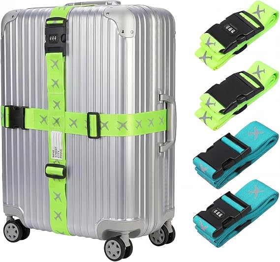 4Pcs Adjustable Luggage Straps with Lock Travel Packing Accessories