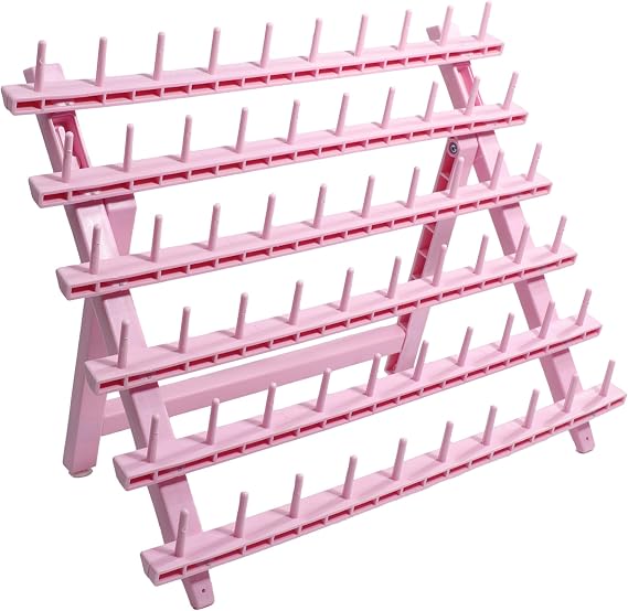 Laflare Braid Rack 60 Spools, PP Braiding Hair Stand, Thread Rack, Sewing Organizer, Quilting, Embroidery - Versatile Extension Holder (Pink)