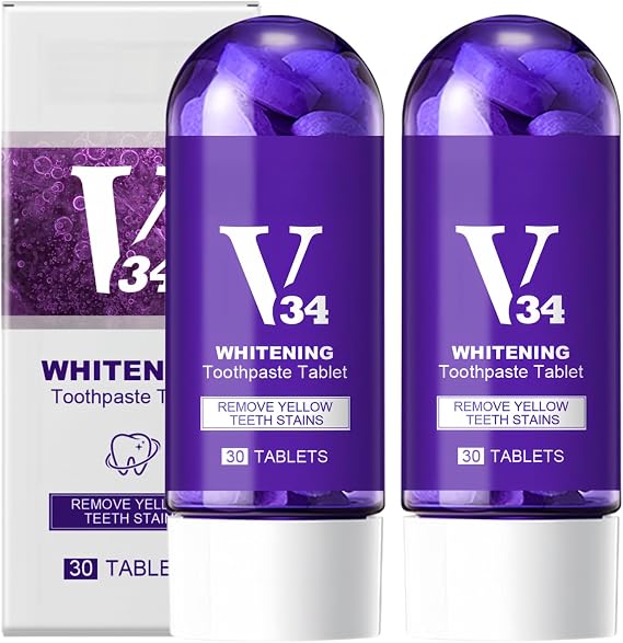 2pcs Purple Toothpaste Tablets,Enamel Care Tablets,Teeth Whitening Powder