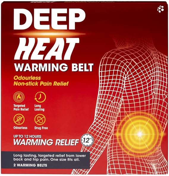 Deep Heat Warming Belt for Aches, Pains & Joint Stiffness (Pack of 2 Belts)