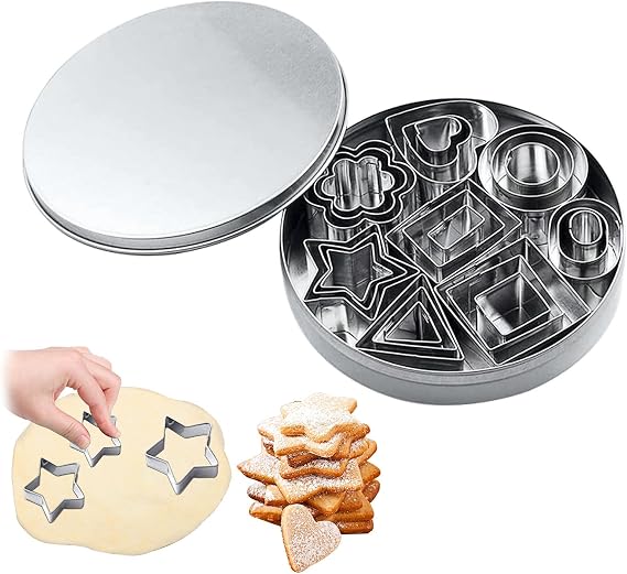 Stainless Steel Mini Metal Cookie Cutters Pack,Biscuit cookie cutter shapes,cookie cutter set with Storage box (24 pack flower shapes)