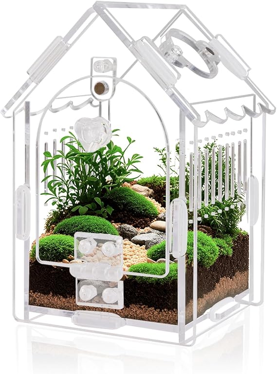 YUEHUA Acrylic Reptile Transport Box Mini Reptile Breeding Box for Snails,Tarantula, Lizards, Scorpions, Beetles (8 x 8 x 14 cm)