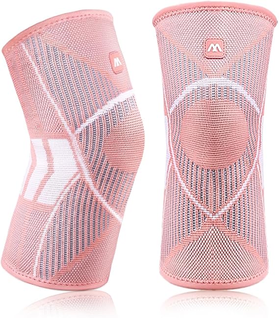 Beugo 2 Pack Knee Support Brace, Knee Compression Sleeve (Pink, M)