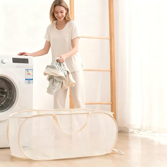 Pop Up Laundry Basket Foldable 90 L Laundry Bin with Handle Storage Basket for Children's Room Camping and Travel