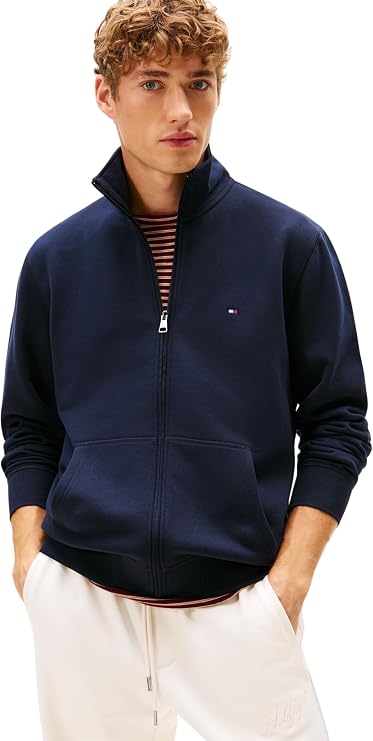 Tommy Hilfiger Men's Essential Fleece Stand Collar Mw0mw41759 Zip Through Sweatshirt (pack of 1)