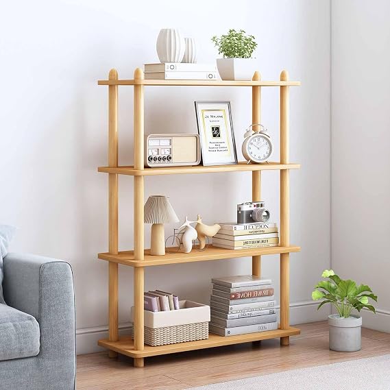 IOTXY 4-Tier Wooden Shelf Bookcase, Freestanding Open Bookshelf, Oak