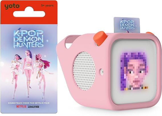 Yoto Player (3rd Gen.) KPop Demon Hunters Bundle - Kids Screen-Free Bluetooth Audio Speaker with KPop Demon Hunters Card and Think Pink Adventure Jacket | Sing-Along Music and Songs for Kids (Ages 5+)