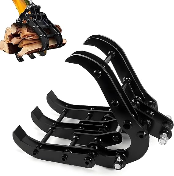 Grapple Attachment for Mini Excavators, Grapple Wide Opening Mechanical, 0.8-1.8 Tons Excavator Accessories, Heavy-Duty Wood Grabber for Forestry, Farms, Log Grabbing