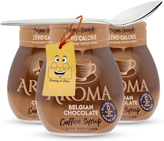 Sugar Free Coffee Syrups 66ml | 3pack Aroma Belgian Chocolate Coffee Syrup