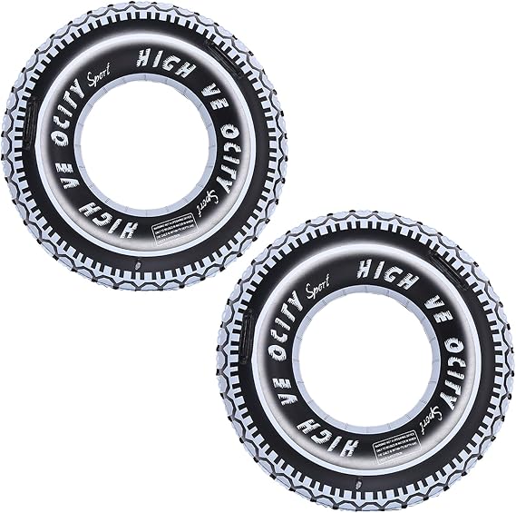 2pcs Inflatable Tire Swimming Ring Inflatable Swimming Float Rung Giant Tire Tubes Swimming Rings for Swimming Pool Beach Party Home Decoration (90cm)
