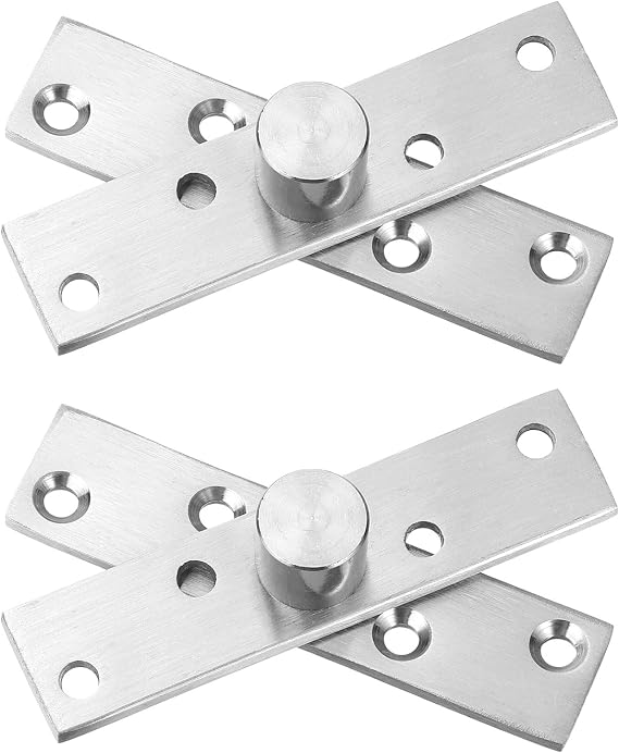 sourcing map 2 Pcs Door Pivot Hinge 360 Degree Rotating Concealing Hinge Stainless Steel Hidden Bookcase Hinges