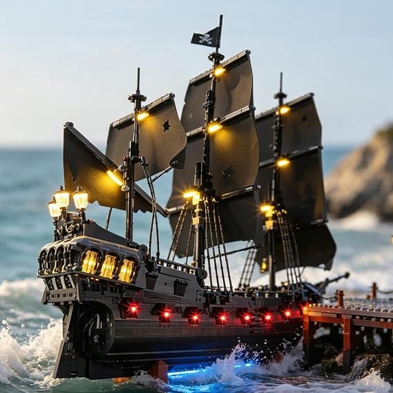 Yeabricks Ledライトレゴ-10365アイコンキャプテンジャック・スパロウの海賊船ビルディングブロックモデル組み立てセットは含まれていません