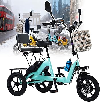 New 3-Wheel Electric Tricycle Bike For Adults, 180kg Load & Foldable Design, 45km Range, 3 Modes, Lcd Display, Safety Horn, Led Headlight,Commuter/Cargo Trike Blue