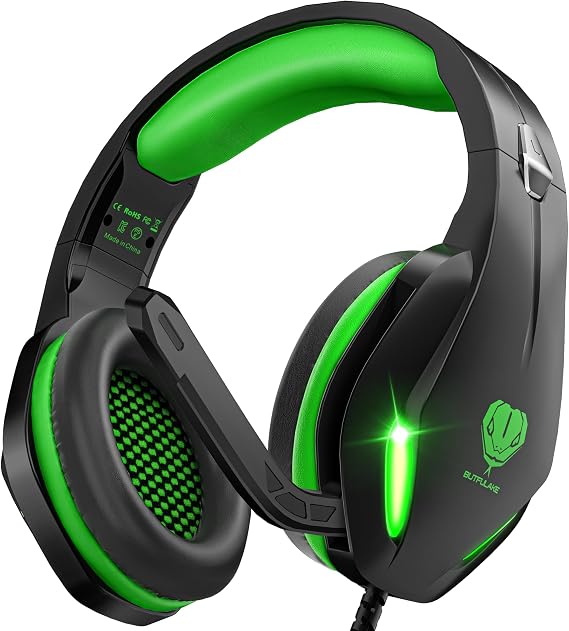 Gaming Headset with Microphone for Xbox PS5 PS4 PC - 3.5mm Jack Wired Headphones with Noise Cancelling Mic & LED - 50mm Audio Drivers & Soft Earpads