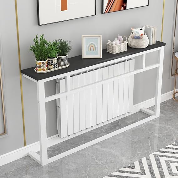 Multi Functional Radiator Shelf with Top Storage, Over Radiator Shelf, Sofa Tables, Thickened Steel Frame, for Foyer, Hallway(Black,100x20x90cm)
