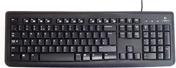 Logitech K110 Wired USB Wired Spill Resistant Full-Size PC Keyboard with Media Control, Compatible with Windows & Linux, For Home, Office & Business QWERTY UK Layout - Black