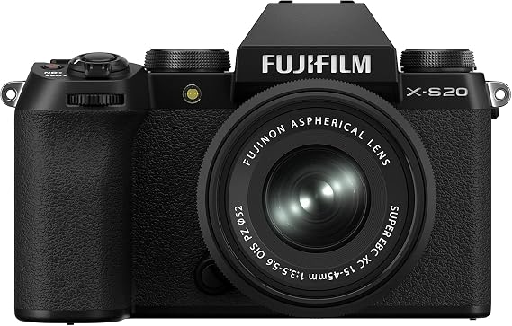 Fujifilm Mirrorless Digital Camera X-S20 Lens Kit XC15-45 In-Body Image Stabilization Vlog Mode Equipped More Than Double the Shooting Capacity of Previous Models 800 shots AUTO Subject Detection