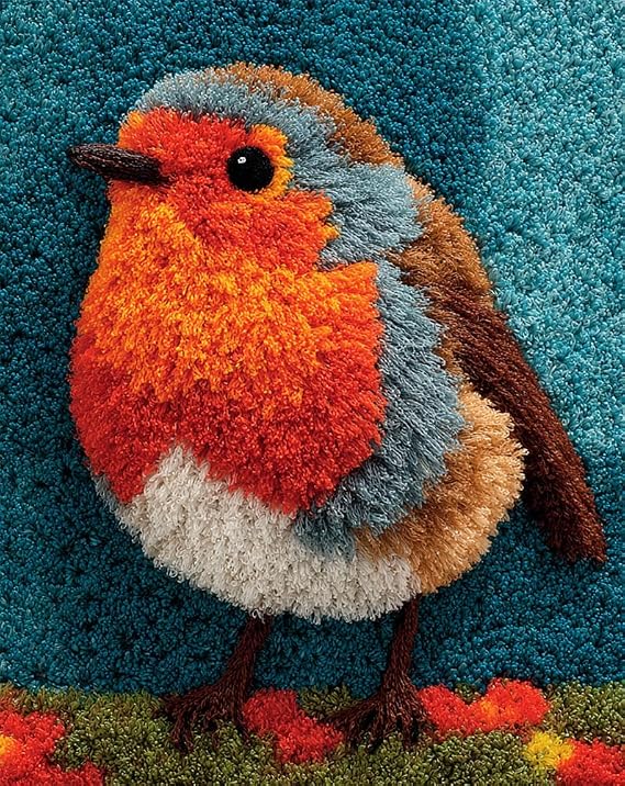 Kitquiver Large Latch Hook Kits for Adults, Cute Robin Rug Making Kit for Adults Beginners, Pre-Printed Pattern Rug Making Kit, Tapestry Kits Rug for Beginners, Latch Hook Rug Kits Embroider