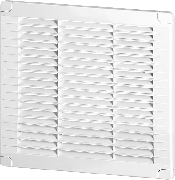 Square Ventilation Grille with Locking Plugs – ABS White – Easy Installation